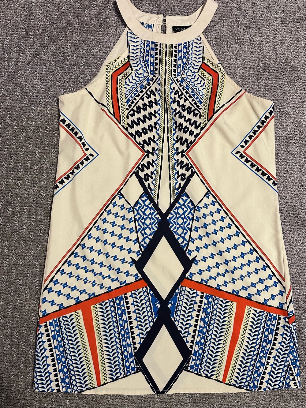 Venus Aztec Geometric High Neck Dress, Size M